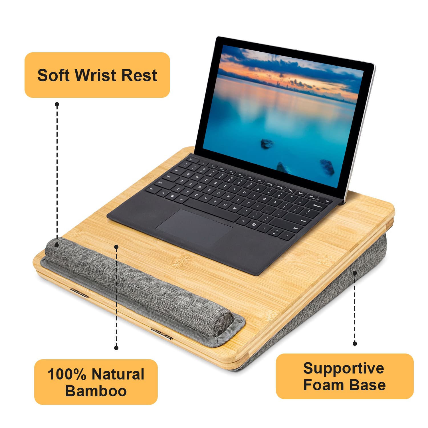 Adjustable Bamboo Laptop Desk With Cushion Adjustable Bamboo Laptop Desk With Cushion