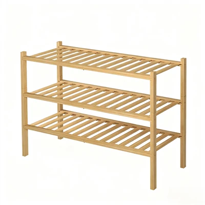 Rak Sepatu Bambu 3 Tier