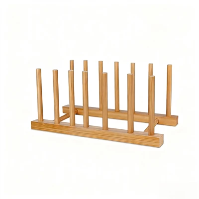 Tempat dudukan piring piring bambu