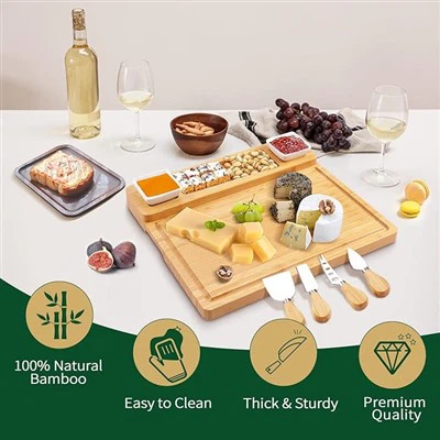 Papan Keju Bambu dan Set Pisau
